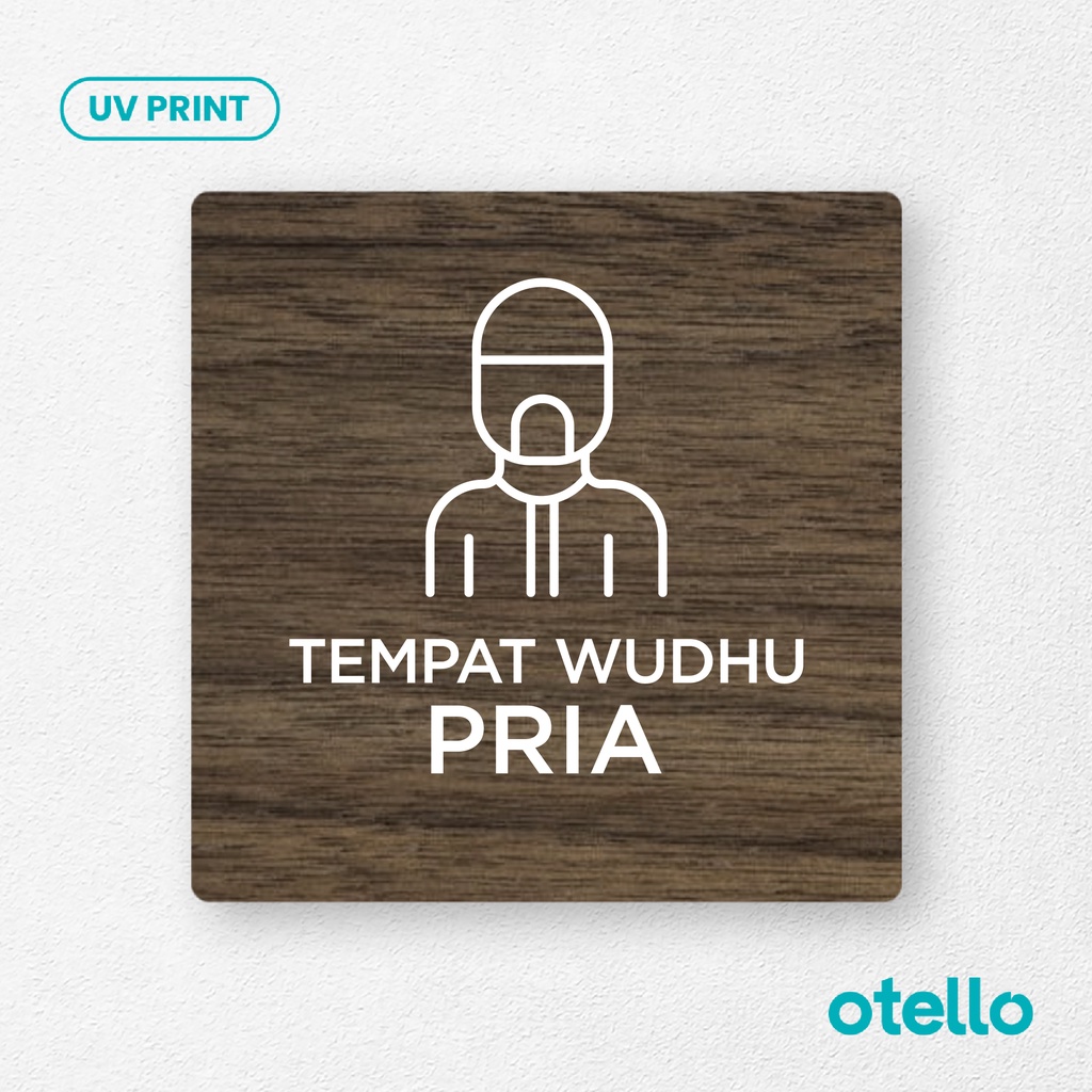 Signage Tempat Wudhu Pria Sign Board Kayu Wooden Papan Musholla Label Tulisan Petunjuk Nama Ruangan Tempat