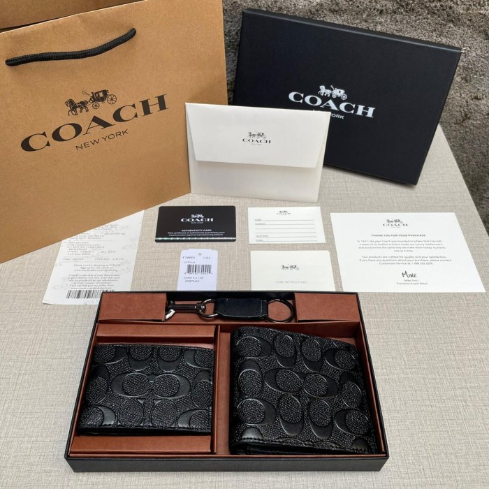 SALE Dompet Coach 100% ORIGINAL/Coach Wallet Dompet Pria Kulit Dompet Lipat - 8-Embossed