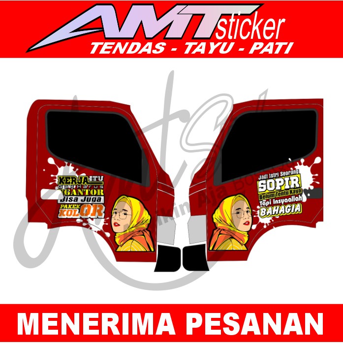 [Terlaris] Stiker Cutting/Decal Pintu Samping Mobil Dyna Merah Stiker Truk Dyna Stiker Tidak Bisa Re