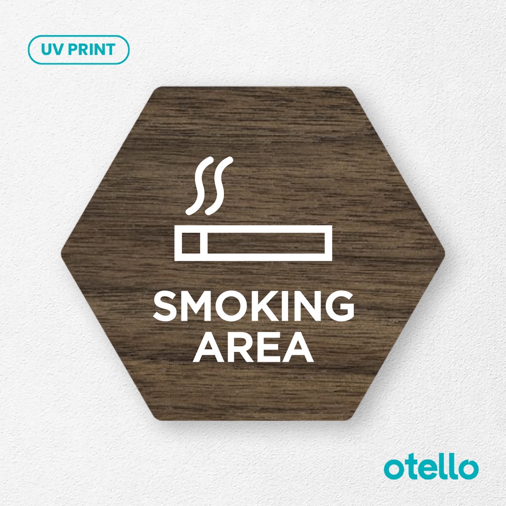 otello Signage Smoking Area Merokok Kawasan Asap Rokok Sign Board Kayu Wooden Papan Label Tempel Rambu