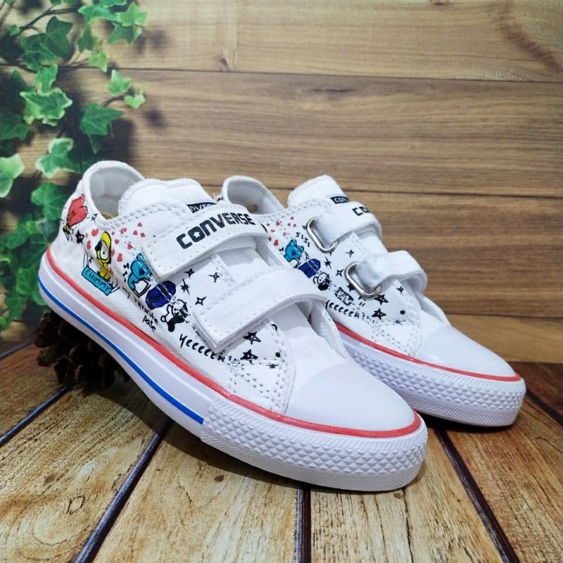 SEPATU CONVERSE USIA 1-10 TAHUN BTS BT21 ANAK MOTIF KOREA KARAKTER MODEL PREKAT