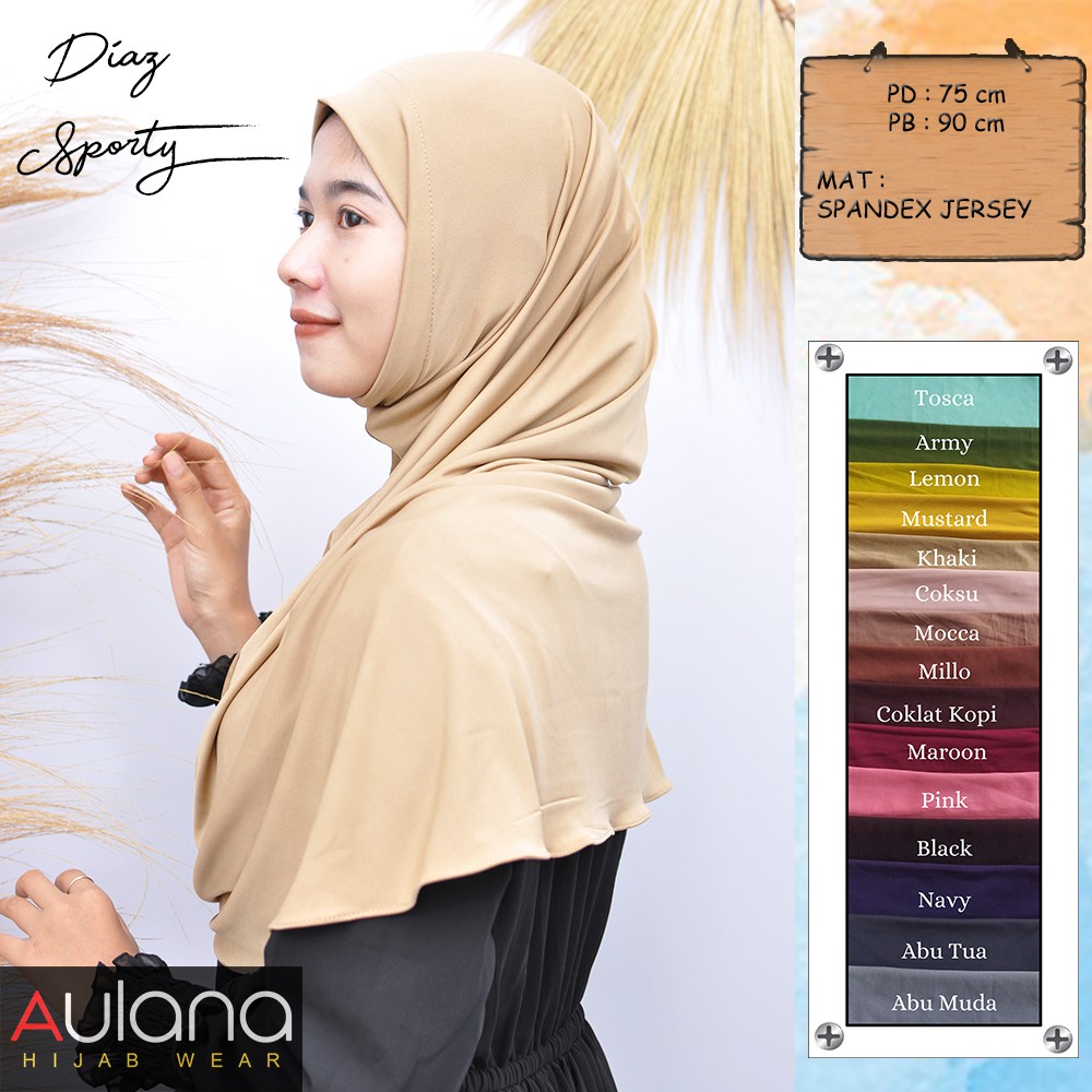Hijab Jilbab Kerudung Instan Olahraga DIAZ SPORTY Inner Sehari-hari Non Ped Grosir Murah Ori Aulana-1
