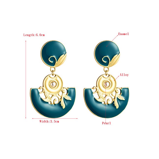 LRC Anting Tusuk Fashion Alloy Drop Oil Round Earrings D39142
