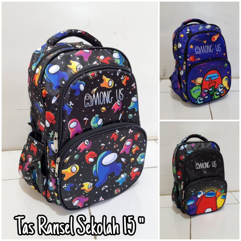 Tas Sekolah 12&quot; - 15&quot; 3 Kantong SONIC Among Superhero Sonic Pikachu  - Cocok untuk Anak TK - SD kelas 1 - 3