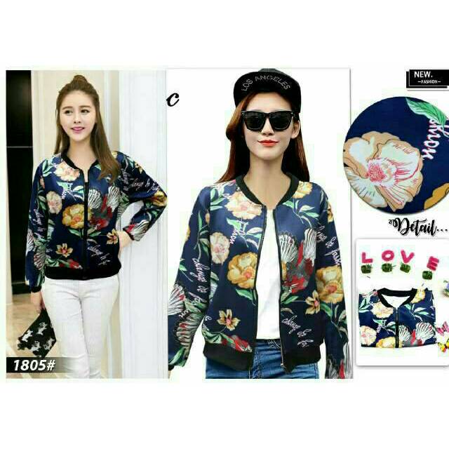 Jaket Wanita Gucci Scuba Bagus Kualitas Import Bunga Cantik Santai/Casual