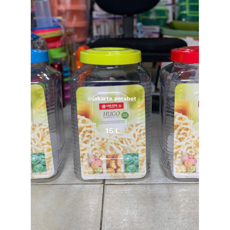 Lion Star-Toples Makanan 15 Liter/Toples Kerupuk/Toples Asinan/Toples Serbaguna (Kedap Udara)