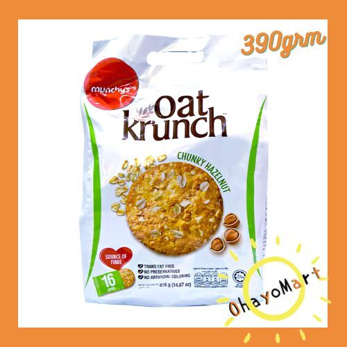 Munchys Oat Krunch/ Cookies/ Biscuits oat/ Cookies coklat/ cookies strawberry /cookies hazelnut 417g