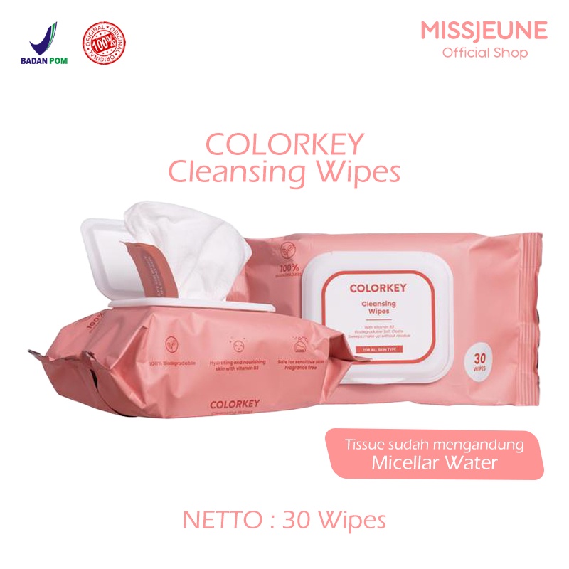 BPOM COLORKEY Tisu Pembersih Wajah Cleansing Wipes Tissue Hapus Kotoran Makeup Remover Mengandung Micellar Water