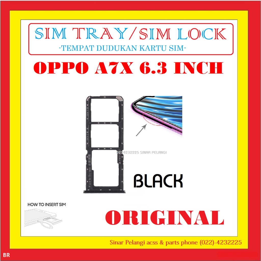 SIM TRAY OPPO A7X 6.3 INCH AX7 ANDROID DUDUKAN SIM CARD TEMPAT KARTU SIMLOCK BLACK ORIGINAL 909151