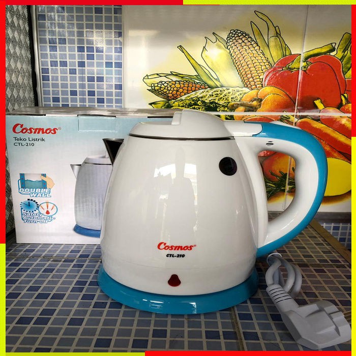 TEKO LISTRIK COSMOS 1.2LITER CTL210 KETEL KETTLE CERET CEREK HEATER HITTER TEKO TERMOS STAINLESS STE