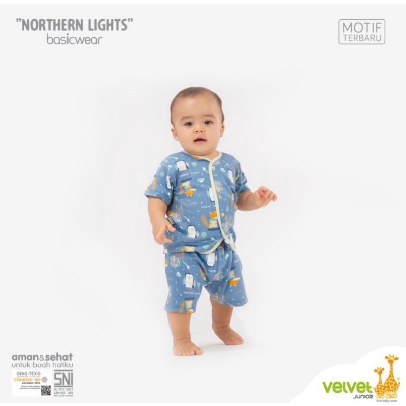 Velvet Junior Northern Lights Setelan Kancing Depan Lengan Pendek Celana Pendek