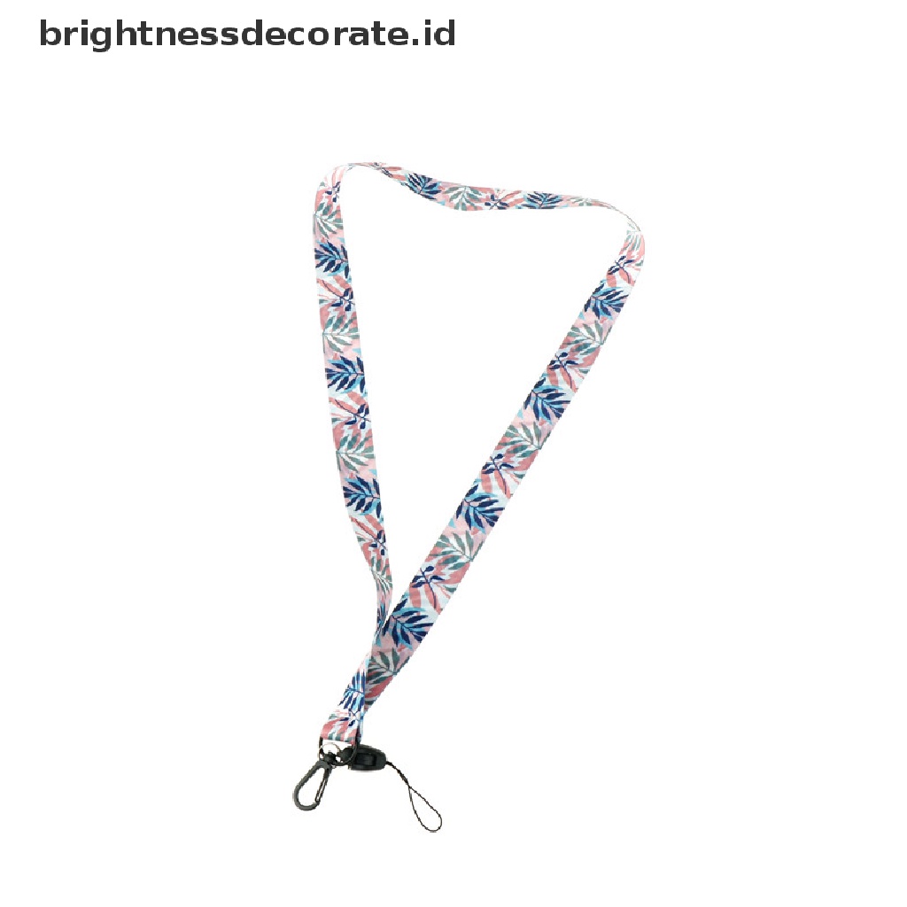 Tali lanyard Gantung Leher holder Kartu id / Kunci / Handphone Motif Daun diy