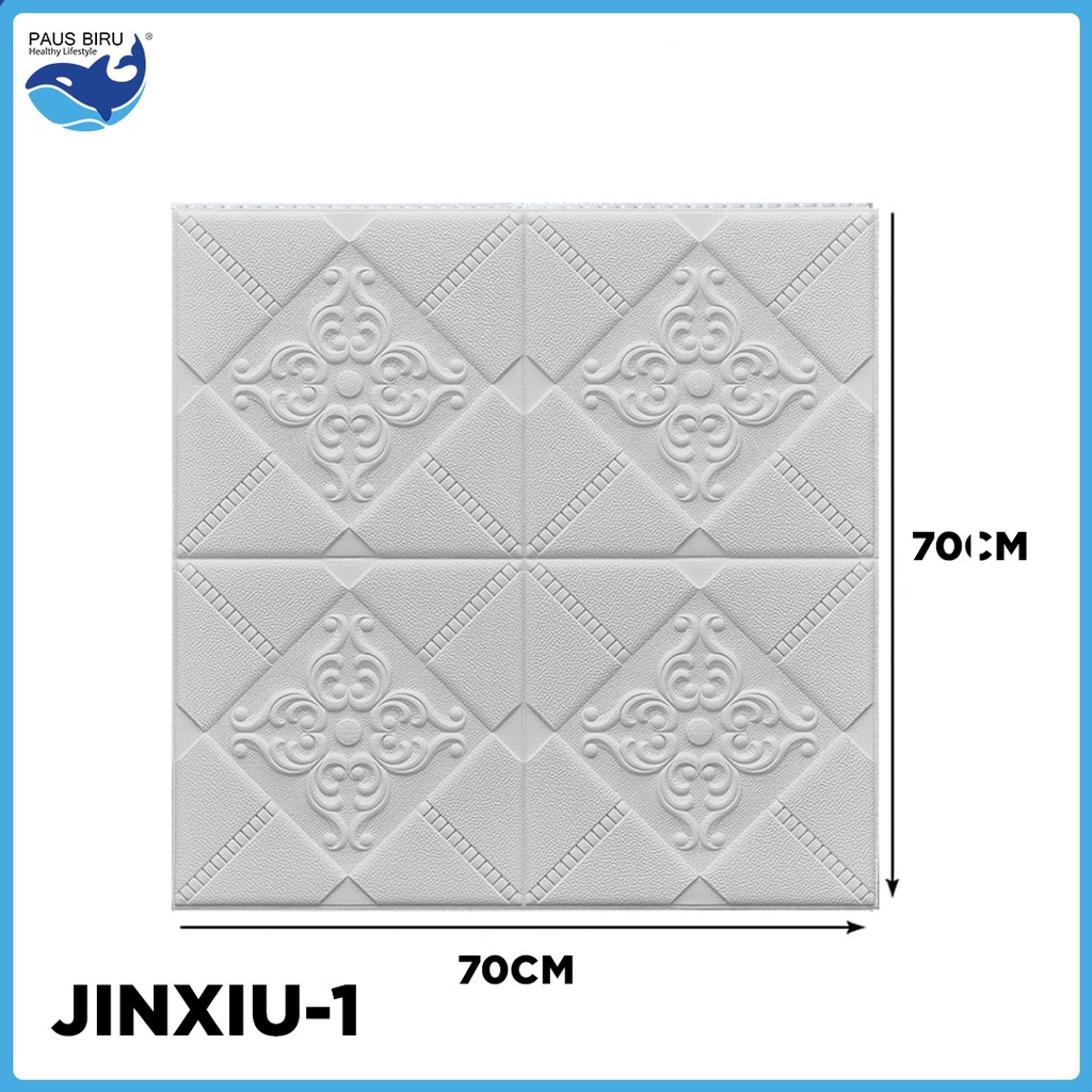Paus Biru - Wallpaper Dinding FOAM Timbul 3D Bata CLASSIC BRICK 70 x 77 cm-JINXIU-1 PUTIH
