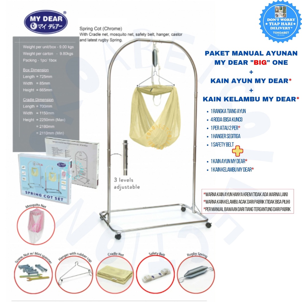 Ayunan Bayi Manual Paket ALL MY DEAR JUMBO Lengkap Kain Ayun dan Kelambu sebagai Perlengkapan Tidur Bayi sesuai Kebutuhan Anak Baby TOKOABET