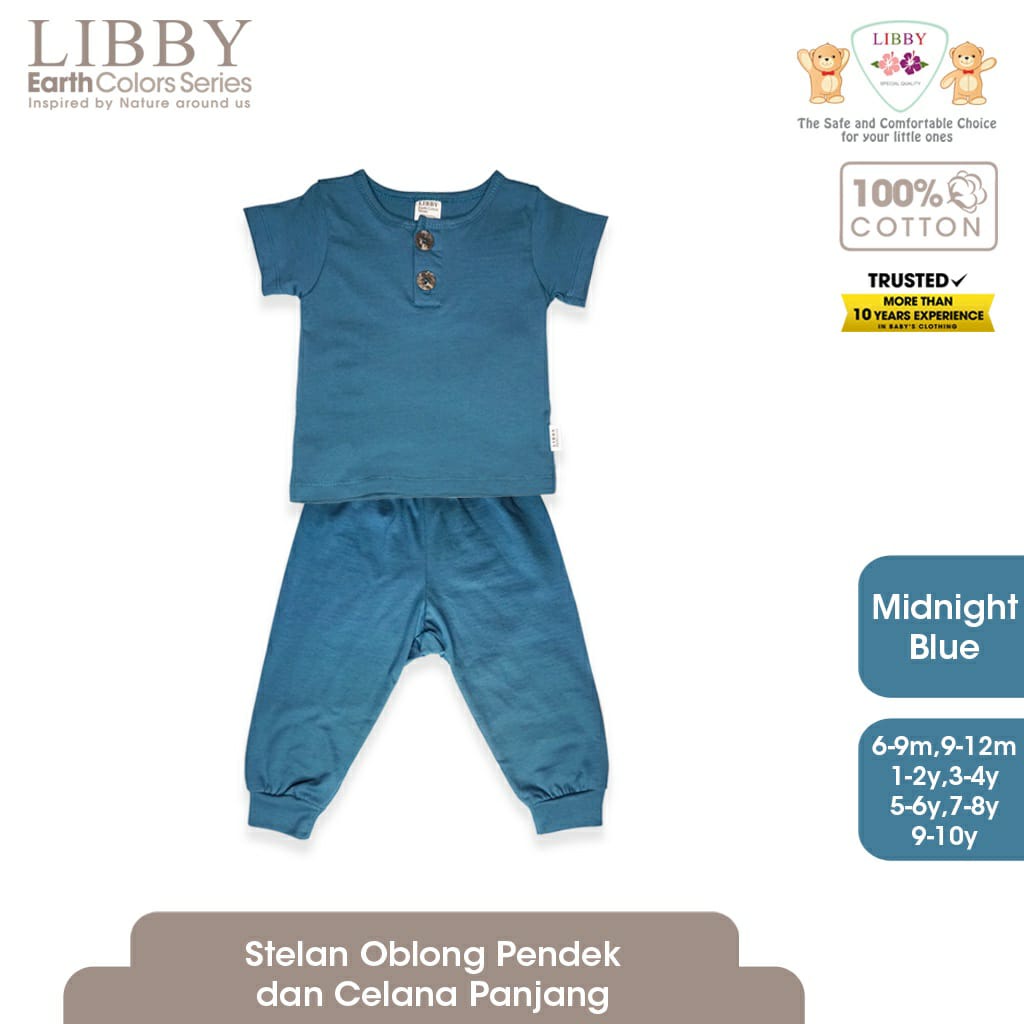 Libby earth color baju lengan pendek celana panjang