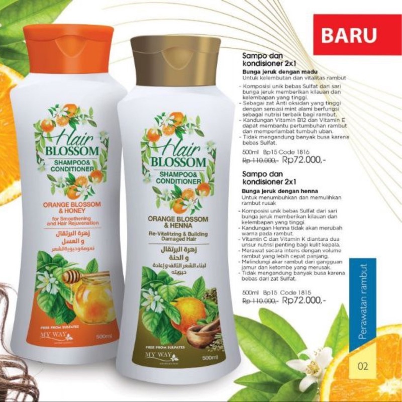 My Way Hair Blossom Shampoo Conditioner / MyWay sampo bunga jeruk dengan madu dan henna