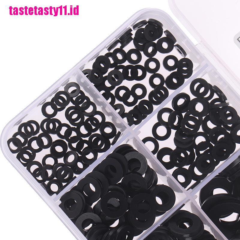 【TTID】350Pcs M2/M2.5/M3/M4/M5/M6/M8 black nylon flat washer assortment kit set