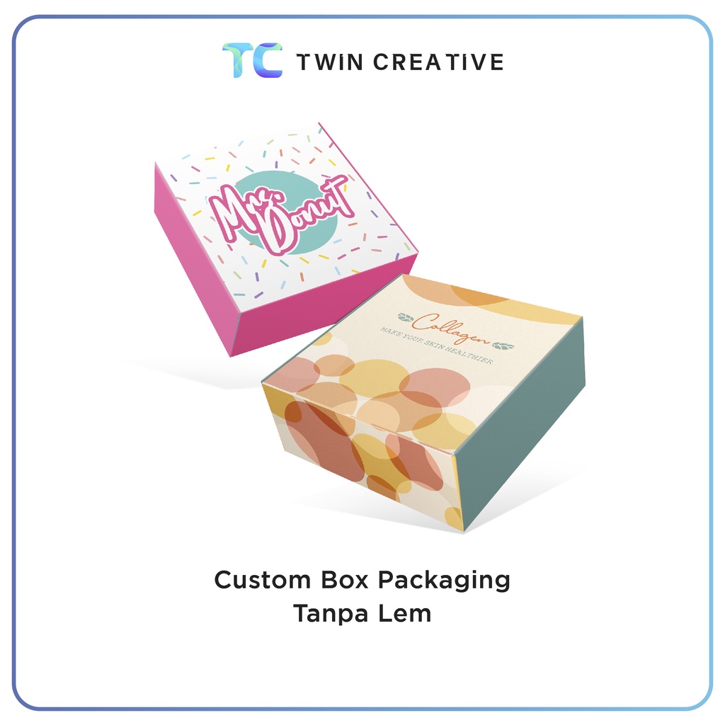

Custom Box Packaging Kecil Tanpa Lem Kotak Hadiah Praktis Kemasan Produk - Kardus Donat Mini 10x10x4 cm