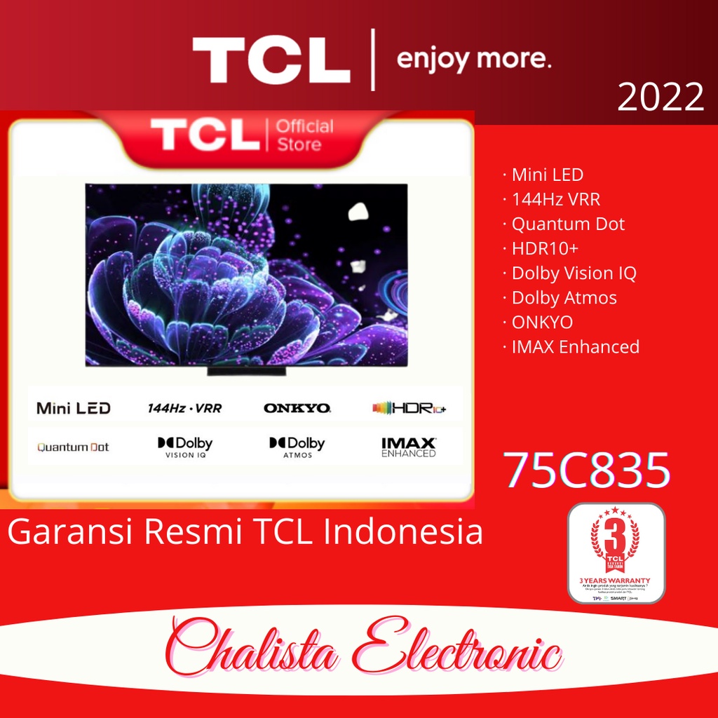 TCL 75C835 TV 75 inc QLED GOOGLE TV NEW MODEL MINI LED C835 UHD 4K