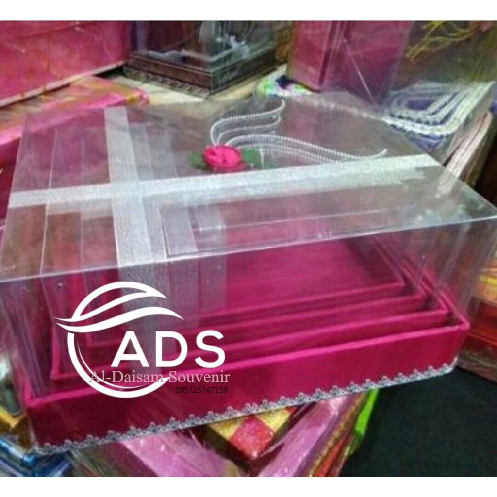 

souvenir box kotak hantaran seserahan parsel lamaran pernikahan full mika isi 4 model pita