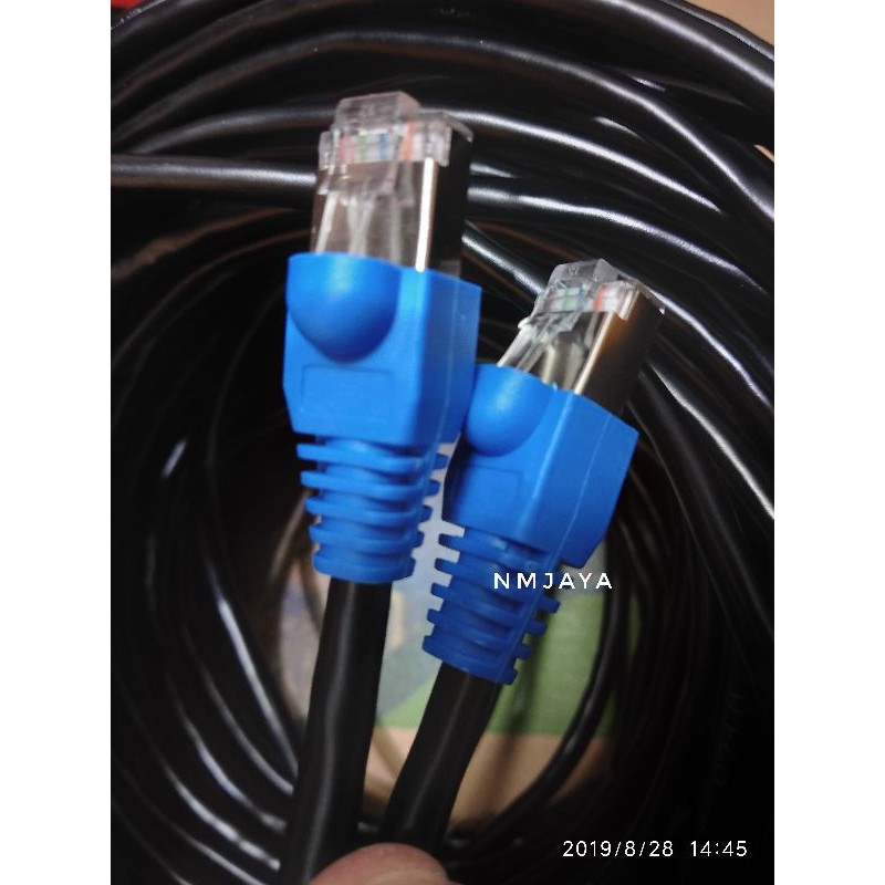 Kabel Lan Outdoor 75 meter FTP Cat5e Siap Pakai sudah dicrimping rj45 besi dan plugbooth Zimmlink Hitam