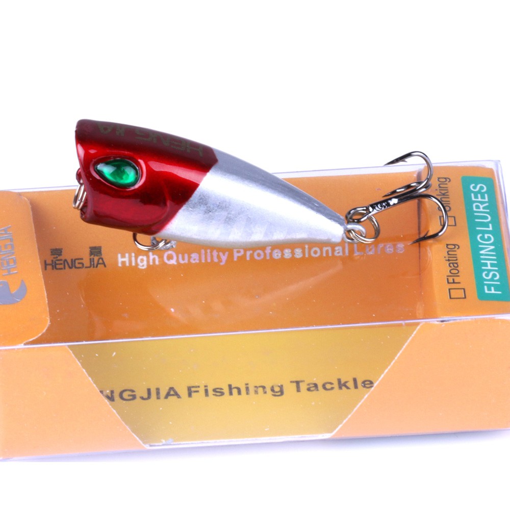 HENGJIA 8Pcs 4cm/3.2g Umpan Pancing Mini Popper Fishing Lure Swimbait Topwater Bass Ikan Bait Tackle