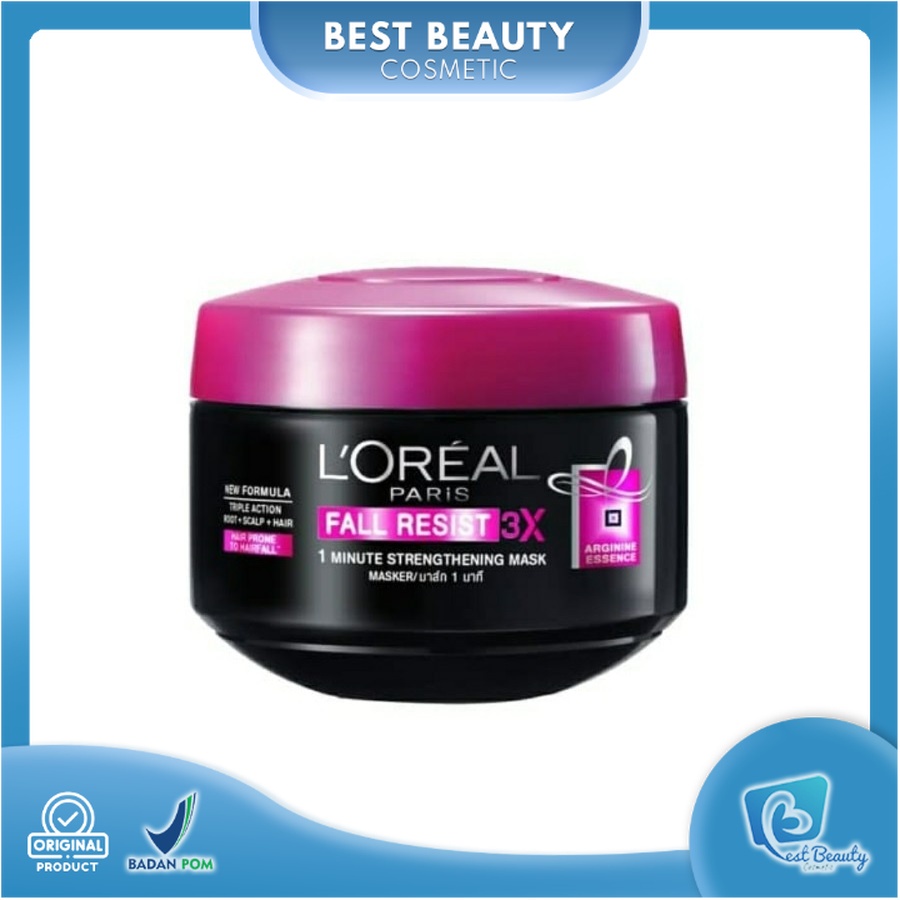 ★ BB ★ L'Oreal Paris Fall Resist 3X Hair Mask Hair Care 200 ml ( Perawatan Untuk Rambut Mudah Patah ) - LOREAL Masker Rambut