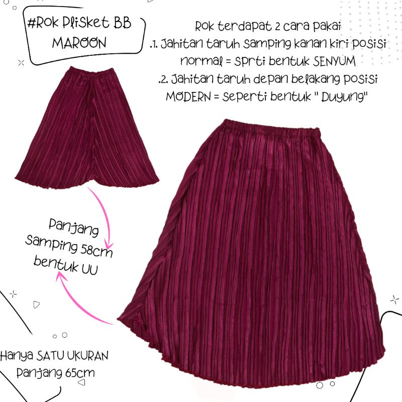 Rok Plisket BB Anak 6-7th Panjang atau Dewasa Rok 7/8 sedengkul