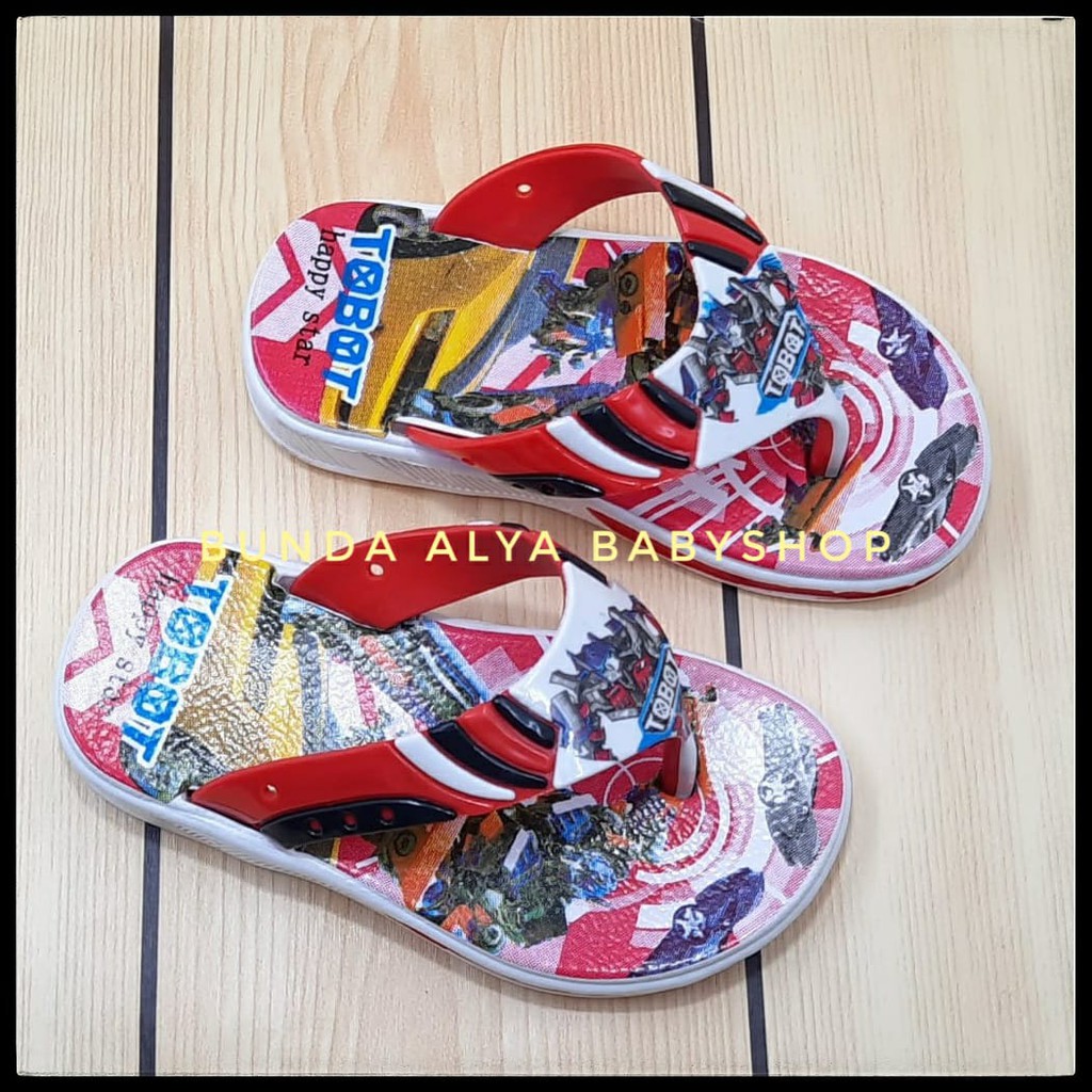 Sandal Anak Laki Jepit Usia 1 2 3 4 5 Tahun Size 24 - 35 - Sandal Anak Cowok Robot MERAH Karet Anti Licin