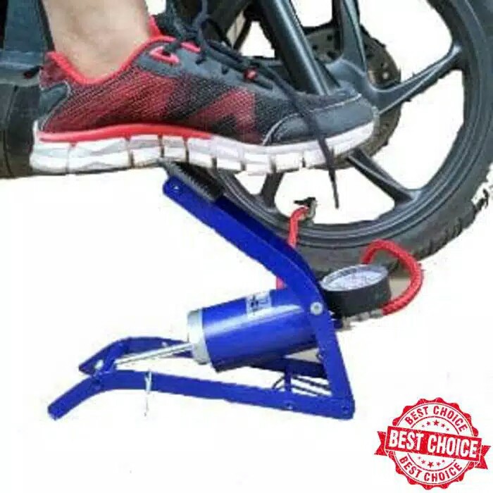 Alat Pompa Injak Ban Mobil Sepeda Motor Mini Kaki Foot Pump Angin 1 Tabung Portable