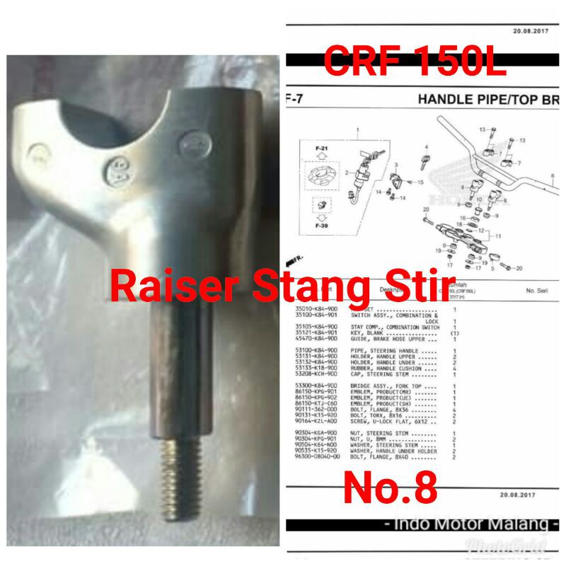 [1pc/sisi] Raiser Stang Stir/Holder Handle Under + Tutup Atas CRF 150L Original AHM