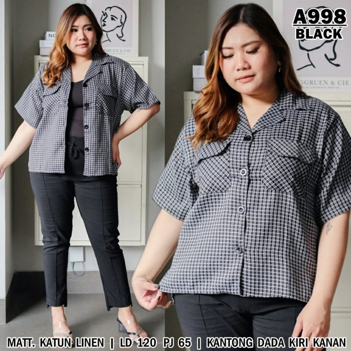 PC- KEMEJA KEM JUMBO CARDOVA BLACK [Baju Atasan Wanita 0128] VBX -PC