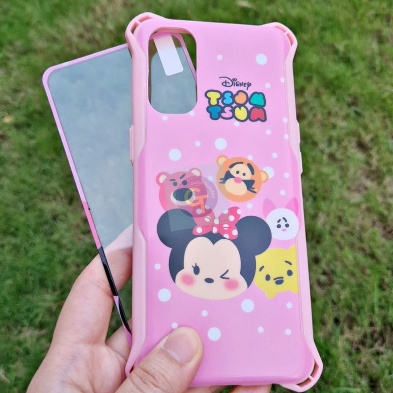 360 CASE GLOSSY CARTOON (bahan jelly) plus Tempered For Hp Oppo Realme Xiaomi Redmi Vivo Samsung Caseplustempered