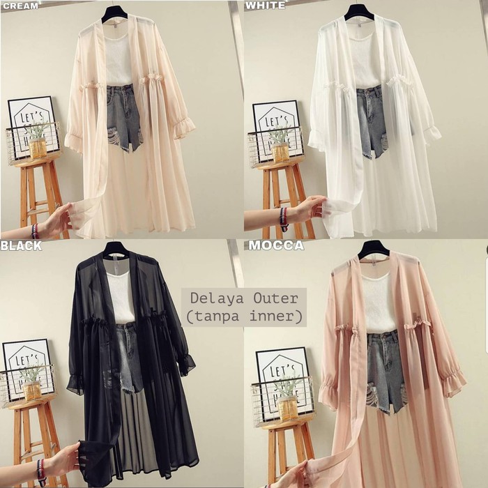 Cardigan hitam / Outer korea / Luaran wanita murah : Delaya outer