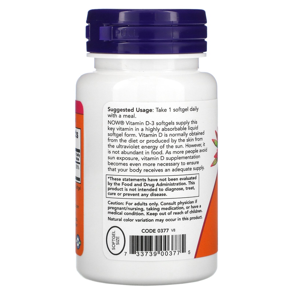 Now Foods Vitamin D3 2,000 IU 240 Softgels D3 2,000IU Vit D3 2000 IU