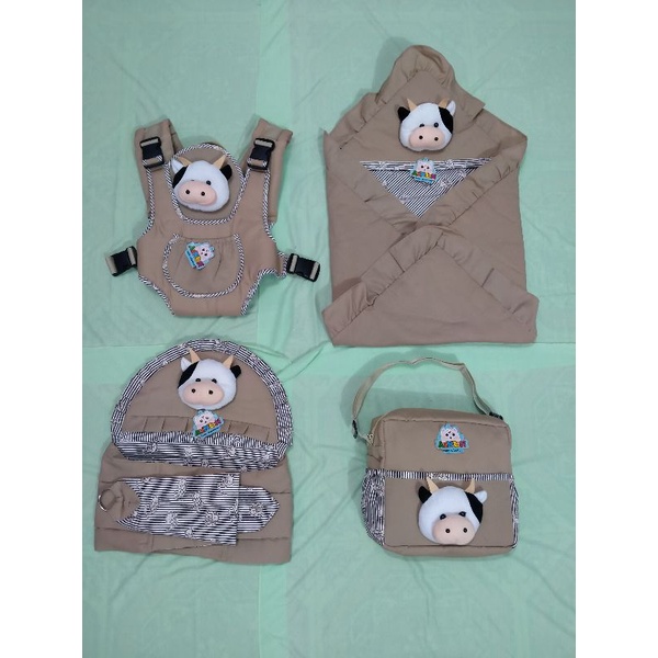 PAKET HEMAT 5 IN 1 SET PERLENGKAPAN BAYI TERMURAH (GRATIS 1 SET SARUNG TANGAN/ KAKI BAYI/-4in1 krem tas sapi