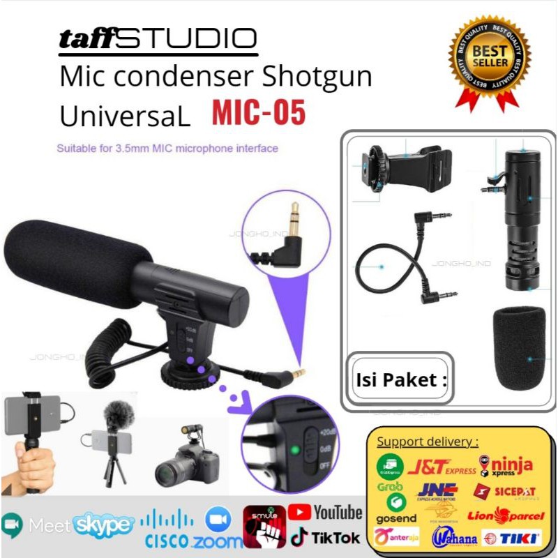 Mic05 original condenser microphone shotgun mic kamera DSLR mikrofon handphone hp podcast youtuber