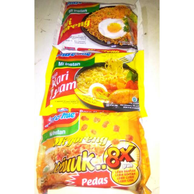 

Indomi goreng special, indomi kari ayam & indomi goreng kriuk pedas