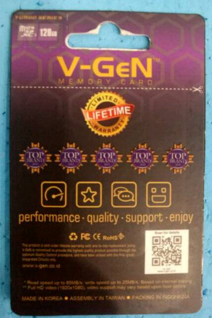 Memory Micro SD 128 GB Class 10 Orignal V-GEN Turbo Series