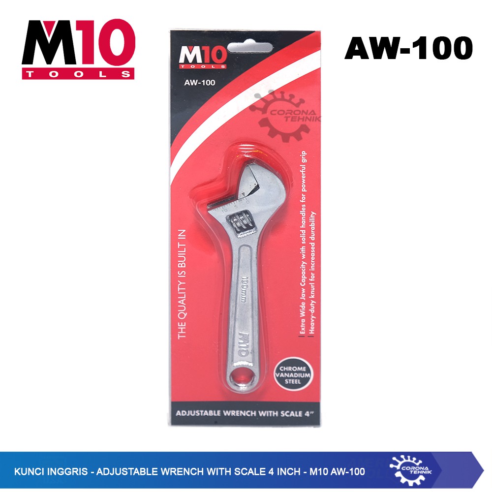 M10 AW-100 - Kunci Inggris - Adjustable Wrench With Scale 4 iInch