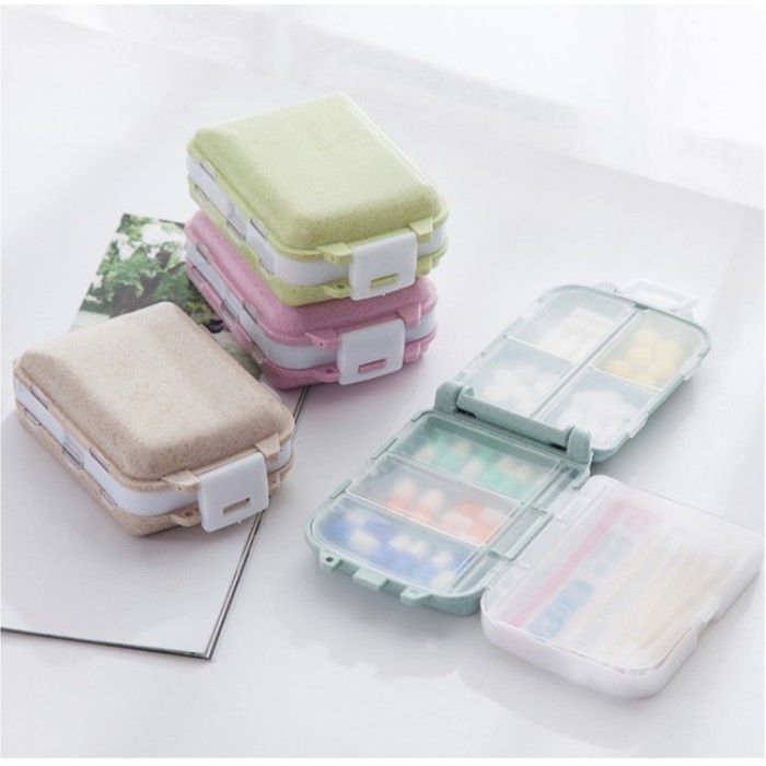 Kotak Obat Kecil Harian Lipat 8 Sekat Tempat Kotak Wadah Obat Kecil