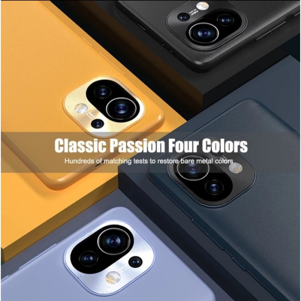 Soft Leather ring metal camera Xiaomi mi11 mi 11 case casing cover