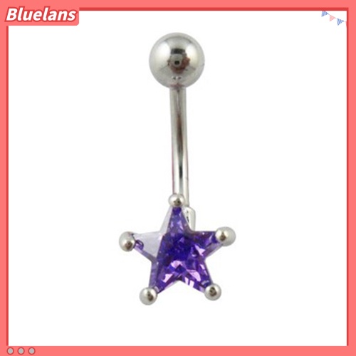 Bluelans Rhinestone Pentagram Surgical Steel Belly Navel Ring Barbell Body Piercing Jewelry