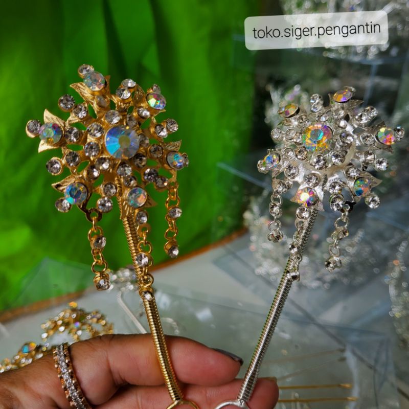 Kembang Goyang Mentul Mini Siger Ciki Citra Kirana Set Mahkota Pengantin Murah Sunda Jawa Silver Gol