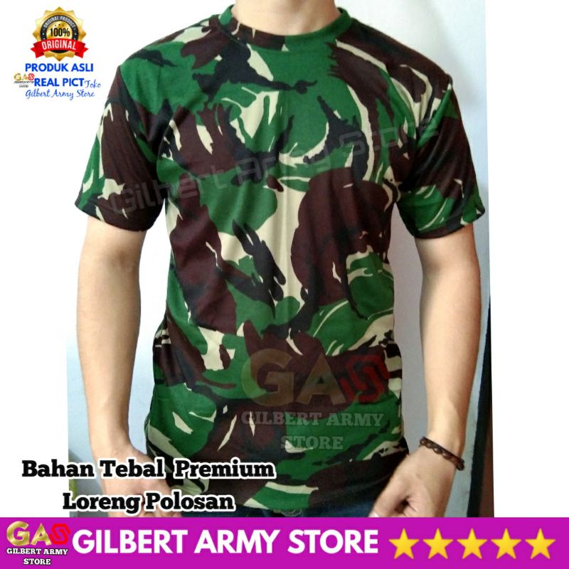 GILBERT ARMY STORE Grosir Kaos Loreng Jatah Tni Tebal MAlvinas L XL XXL jumbo Oblong Lengan Pendek  Kualitas Premium Katun