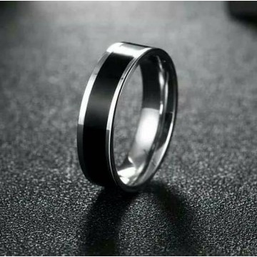 CINCIN MURAH / Cincin titanium/couple epoxy MINI list putih hitam / BISA COD ( BAYAR DI RUMAH )