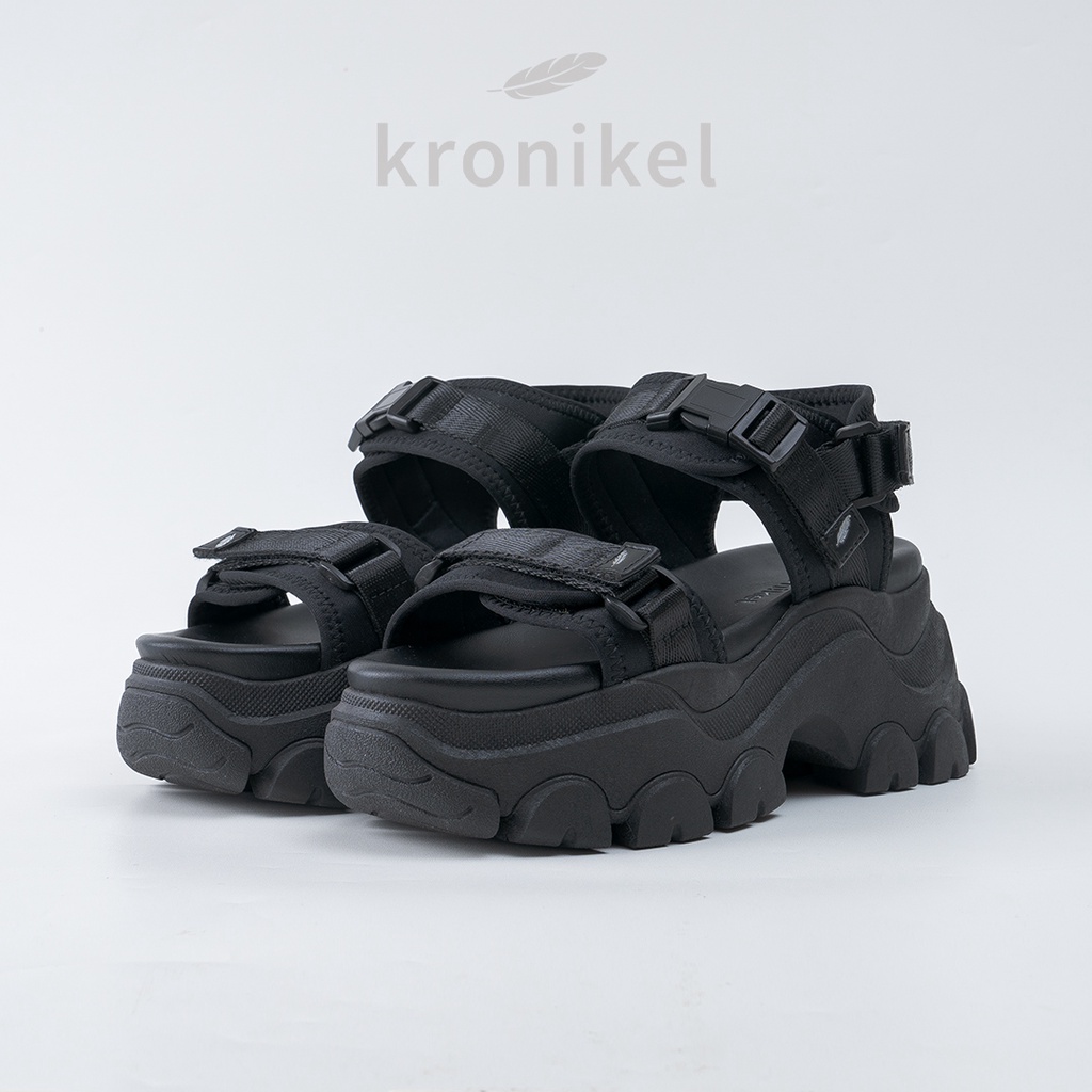 [PREMIUM LOKAL BRAND] KRONIKEL PROJECT // OSAKA 2-in-1 Sandals - Full Black