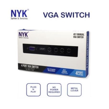 Vga switcher nyk 4 port wide screen hd 1440p manual - Selected switch vga 15 pin 4 input 1 output 4x1