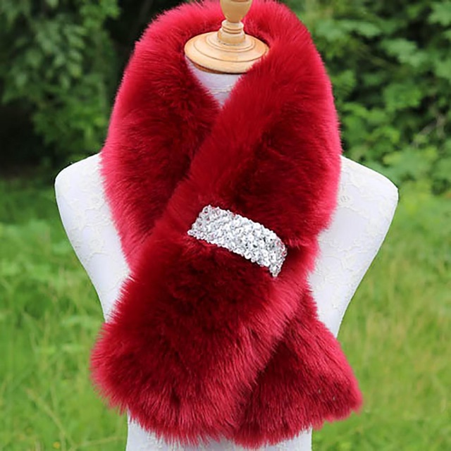 Faux fur scarf syal fox musim dingin winter shawl bulu mewah import korea hangat wanita