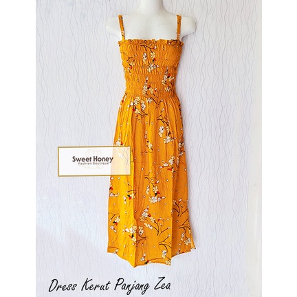 Sweet Honey ~ Dress Kerut Panjang Semok Bali Zea Tali Satu BH Motif Vanessa Fuji Mawar Bunga dan Etnik [Part 1]